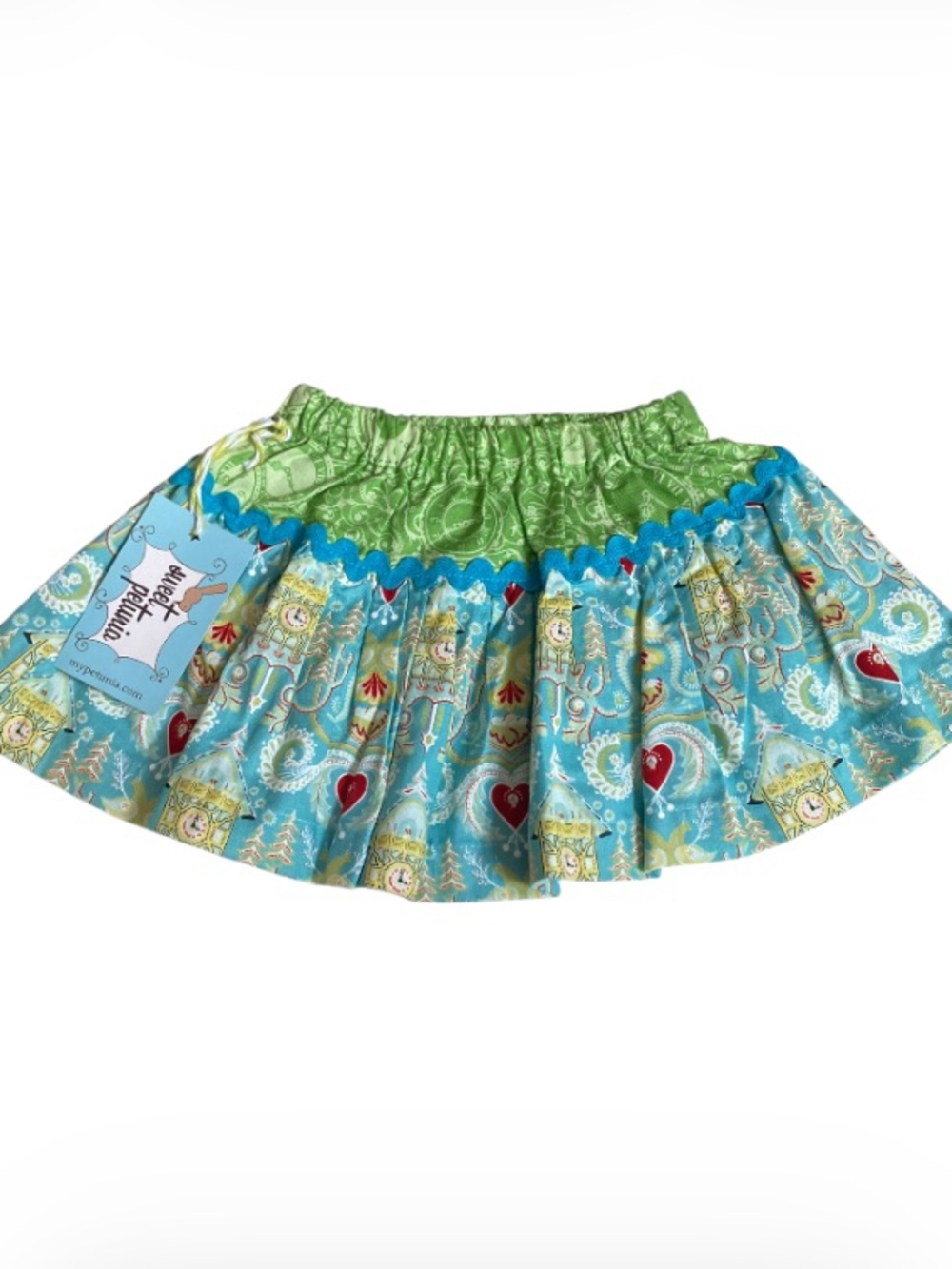 Sweet Petunia Green and Turquoise Printed Skirt NWT Size 12 Months